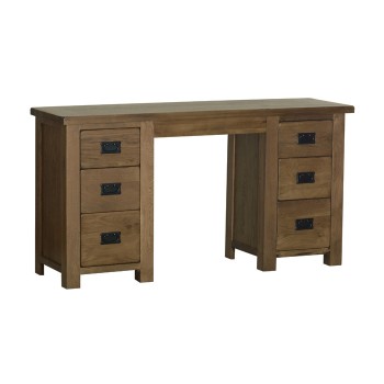 Devonshire Rustic Oak Double Pedestal Dressing Table