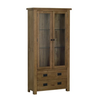 Devonshire Rustic Oak Glass Display Cabinet