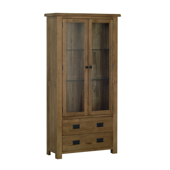 Devonshire Rustic Oak Glass Display Cabinet