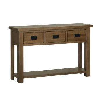 Devonshire Rustic Oak 3 Drawer Console Table
