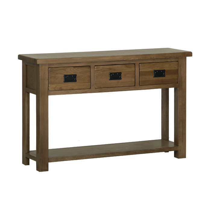 Devonshire Rustic Oak 3 Drawer Console Table