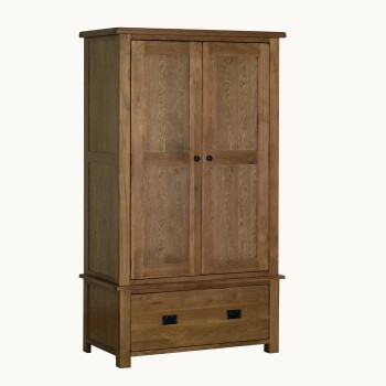 Devonshire Rustic Oak 1 Drawer Double Wardrobe