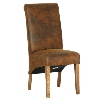 Devonshire Rustic Oak Bison Fabric Dining Chair