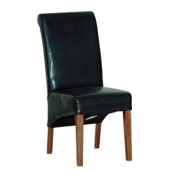 Devonshire Rustic Oak Black Faux Leather Chair