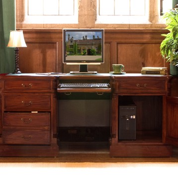 La Roque Mahogany Twin Pedestal Computer Desk 