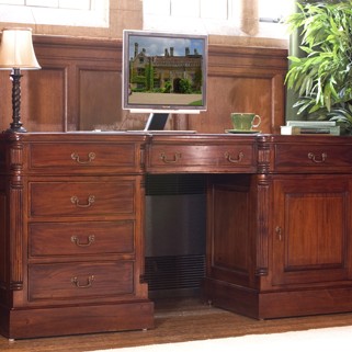 La Roque Mahogany Twin Pedestal Computer Desk 