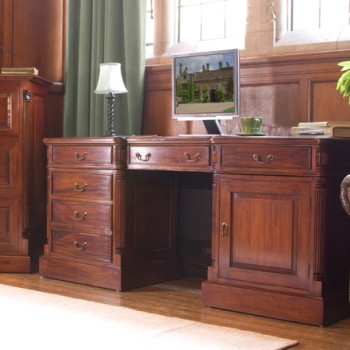 La Roque Mahogany Twin Pedestal Computer Desk 
