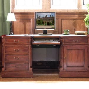 La Roque Mahogany Twin Pedestal Computer Desk 