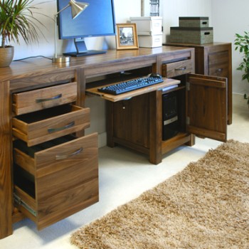 Mayan Walnut Twin Pedestal Computer Desk