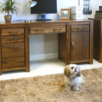 Mayan Walnut Twin Pedestal Computer Desk