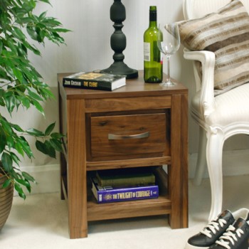 Mayan Walnut One Drawer Lamp Table