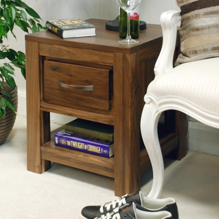 Mayan Walnut One Drawer Lamp Table