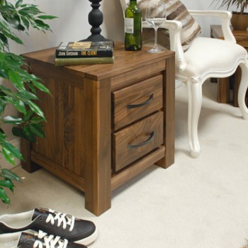 Mayan Walnut Two Drawer Lamp Table