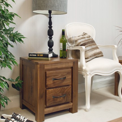 Mayan Walnut Two Drawer Lamp Table