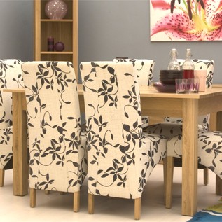Mobel Oak Upholstered Dining Chair Pair