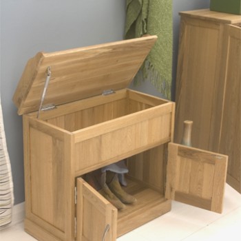 Mobel Oak Hidden Shoe Storage Bench