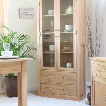 Mobel Oak Large Glazed Display Cabinet