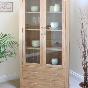 Mobel Oak Large Glazed Display Cabinet