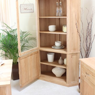Mobel Oak Large Corner Display Cabinet