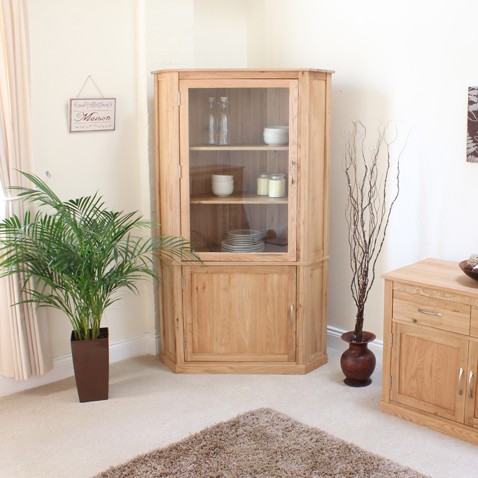 Mobel Oak Large Corner Display Cabinet