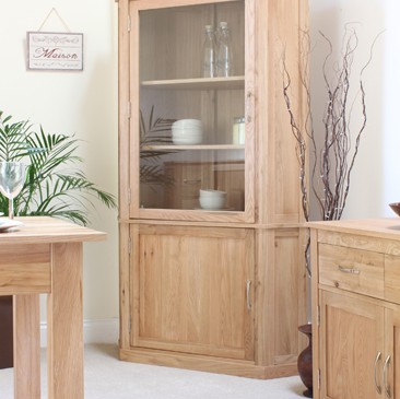 Mobel Oak Large Corner Display Cabinet