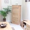 Mobel Oak 6 Drawer Tall Boy 