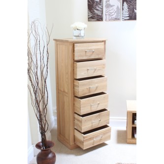 Mobel Oak 6 Drawer Tall Boy 