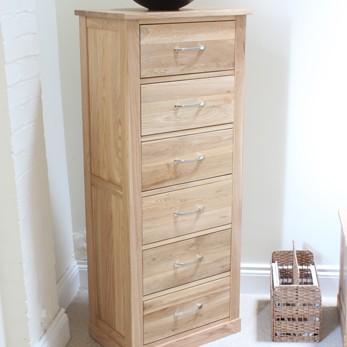 Mobel Oak 6 Drawer Tall Boy 