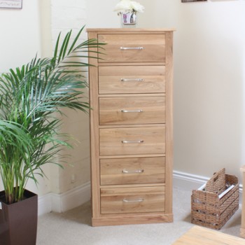 Mobel Oak 6 Drawer Tall Boy 