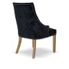 Bergen Black Crushed Velvet Fabric Oak Chair