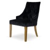 Bergen Black Crushed Velvet Fabric Oak Chair