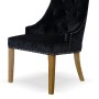 Bergen Black Crushed Velvet Fabric Oak Chair