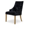 Bergen Black DEEP Crushed Velvet Fabric Oak Chair Bergen Black DEEP Crushed Velvet Fabric Oak Chair