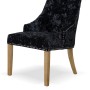 Bergen Black DEEP Crushed Velvet Fabric Oak Chair  