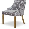 Bergen Silver DEEP Crushed Velvet Fabric Oak Chair