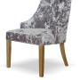 Bergen Silver DEEP Crushed Velvet Fabric Oak Chair
