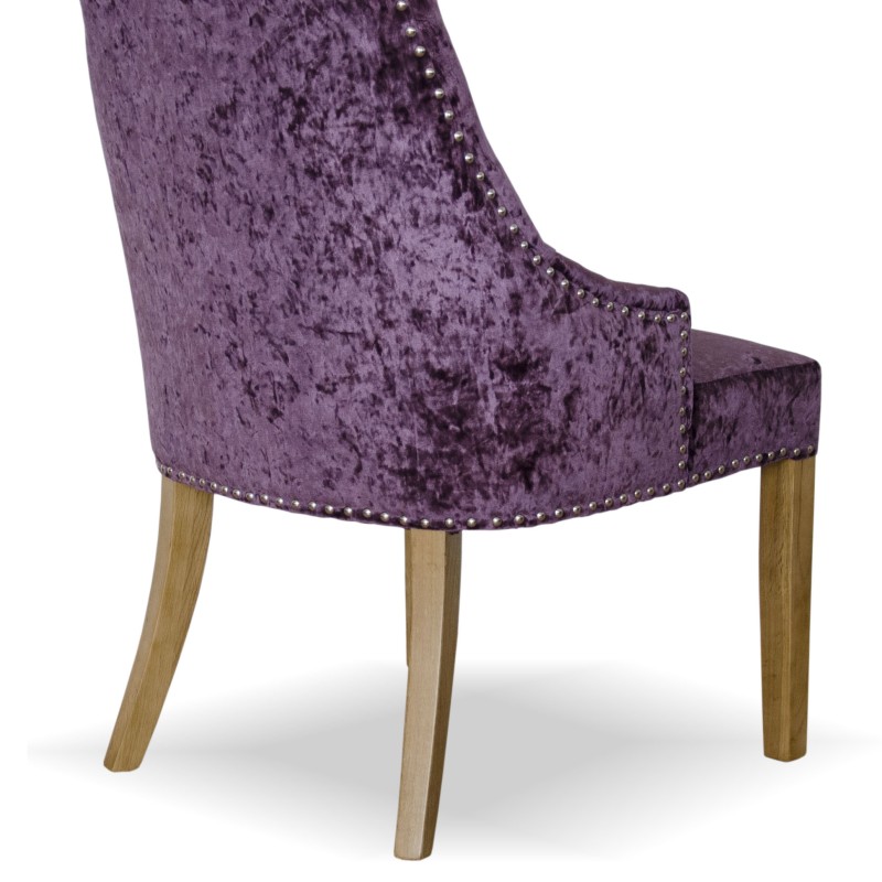Bergen Purple Crushed Velvet Fabric Oak Chair