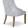 Bergen Silver Crushed Velvet Fabric Oak Chair