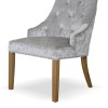 Bergen Silver Crushed Velvet Fabric Oak Chair
