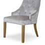 Bergen Silver Crushed Velvet Fabric Oak Chair