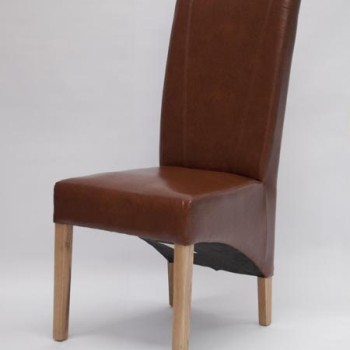 Contempo Tan Leather Oak Dining Chair