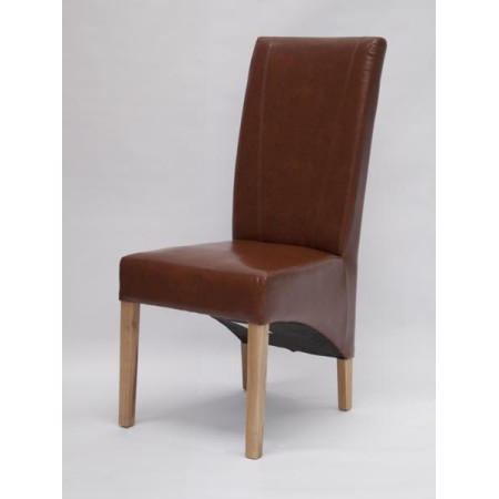 Contempo Tan Leather Oak Dining Chair