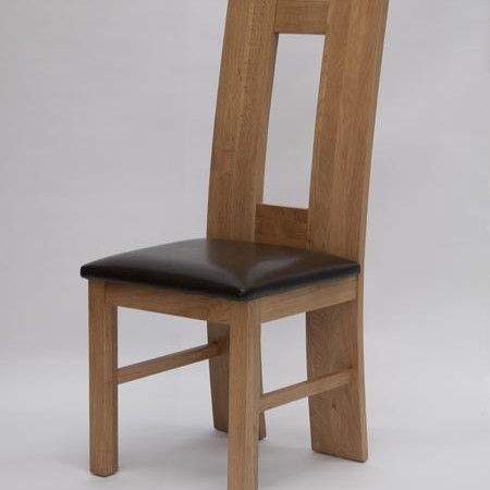 H - Back Oak Leather Dining Chair 