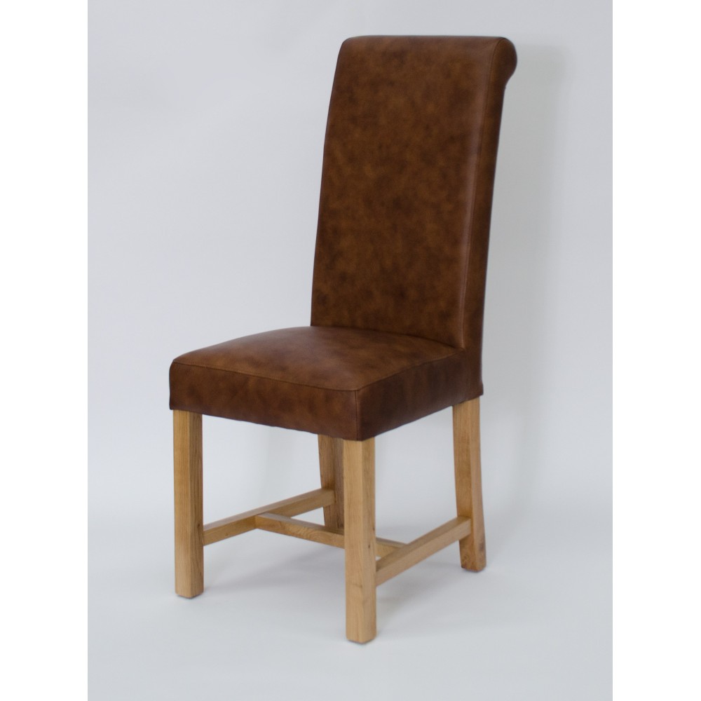 Henley Mocha Oak Leather Dining Chair