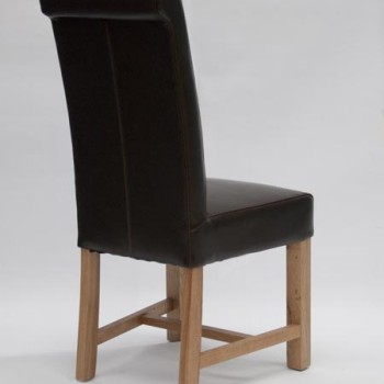 Louisa Chunky Brown Leather Oak Dining Chair