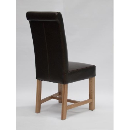 Louisa Chunky Brown Leather Oak Dining Chair