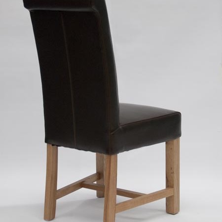 Louisa Chunky Brown Leather Oak Dining Chair