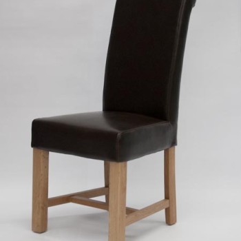 Louisa Chunky Brown Leather Oak Dining Chair