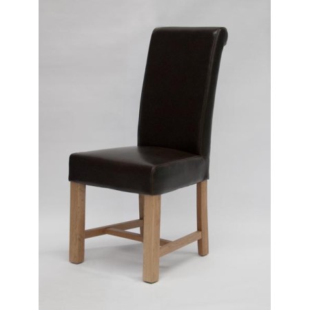 Louisa Chunky Brown Leather Oak Dining Chair