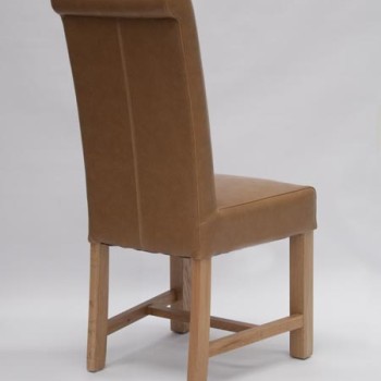 Louisa Chunky Tan Leather Oak Dining Chair